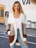 Color Block Open Front Hooded Cardigan - Trendsi - Flyclothing LLC