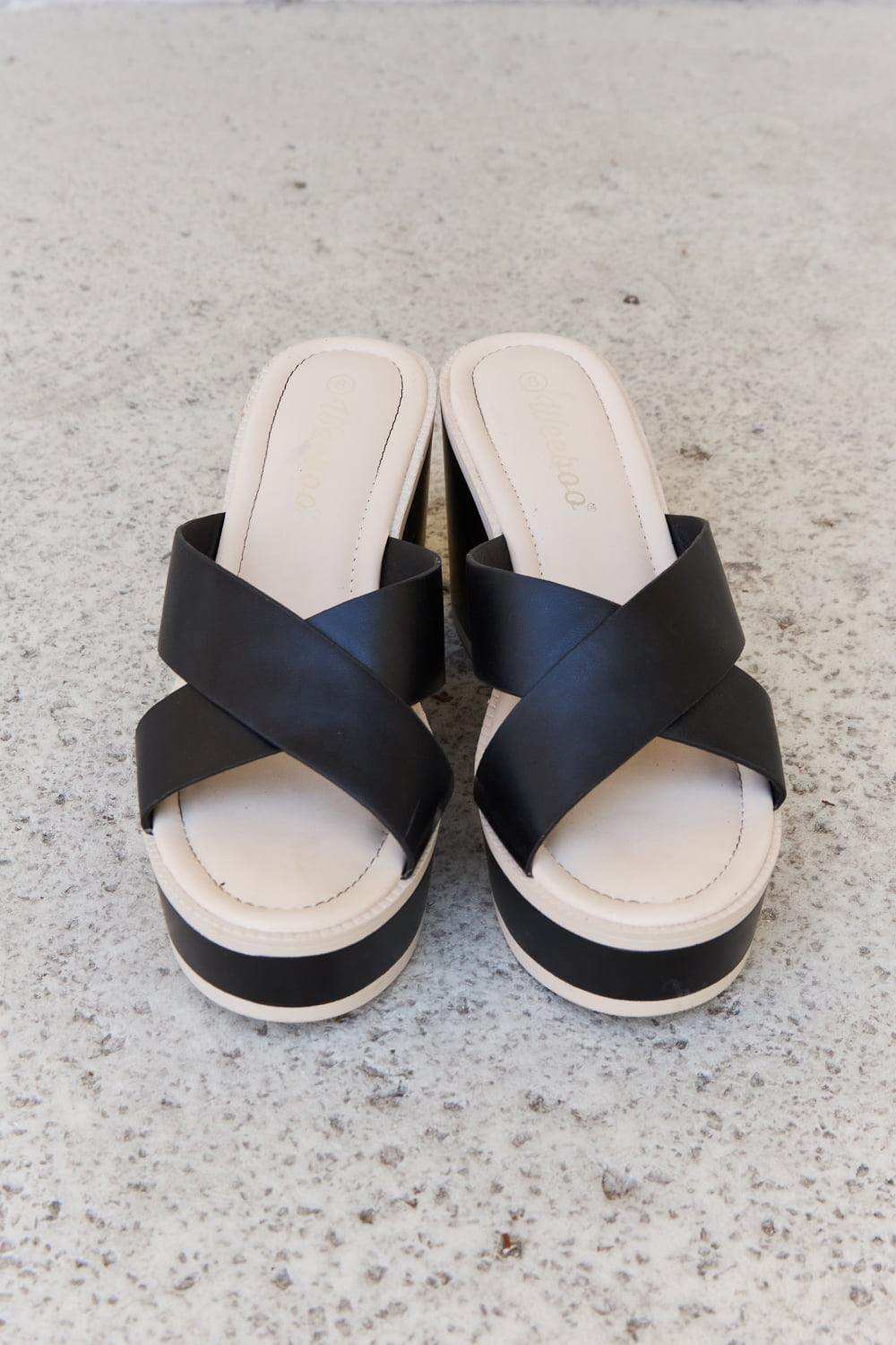 Weeboo Cherish The Moments Contrast Platform Sandals in Black - Trendsi - Flyclothing LLC