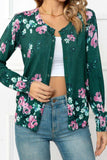 Floral Button Front Round Neck Cardigan - Trendsi - Flyclothing LLC