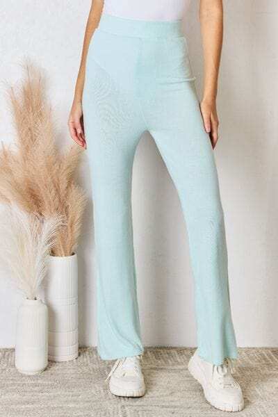 RISEN Full Size High Waist Ultra Soft Knit Flare Pants - Trendsi - Flyclothing LLC
