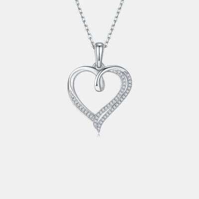 Moissanite 925 Sterling Silver Heart Shape Necklace - Trendsi - Flyclothing LLC