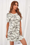 Camouflage Round Neck Short Sleeve Dress - Trendsi - Flyclothing LLC
