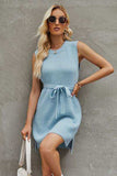 Tied Round Neck Sleeveless Sweater Dress - Trendsi - Flyclothing LLC
