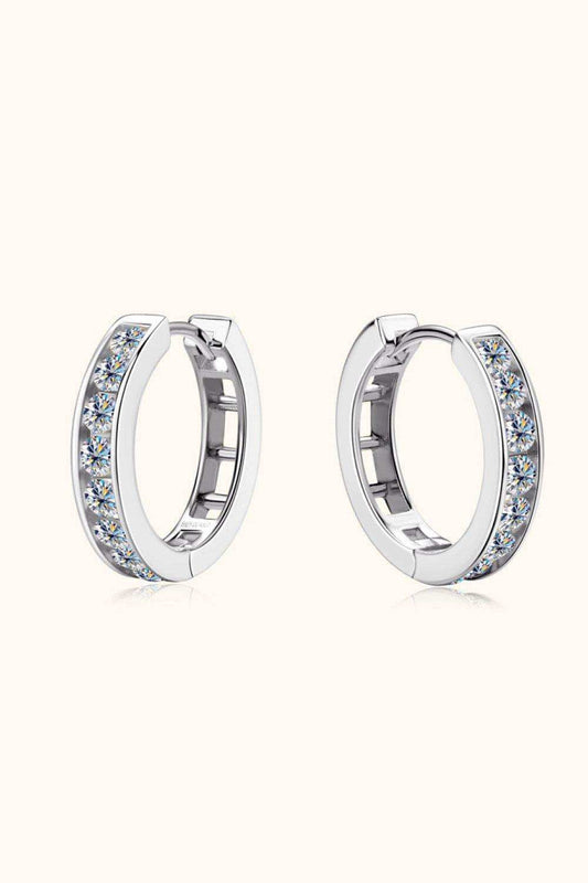 Moissanite 925 Sterling Silver Huggie Earrings - Trendsi - Flyclothing LLC