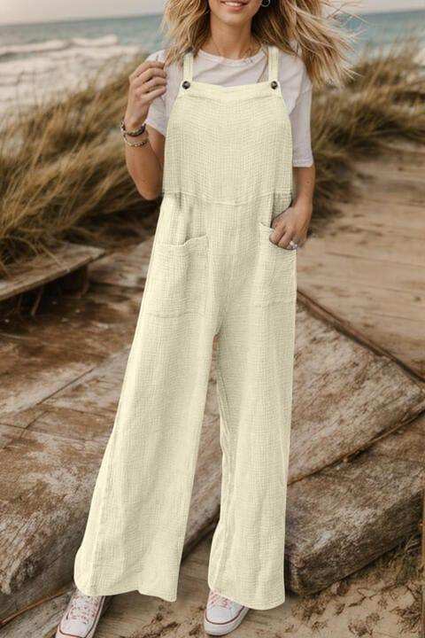 Full Size Wide Leg Front Pocket Jumpsuit - Trendsi - Flyclothing LLC