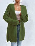 Open Front Dropped Shoulder Slit Cardigan - Trendsi - Flyclothing LLC