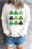 Lucky Clover Round Neck Dropped Shoulder Sweatshirt - Trendsi - Flyclothing LLC