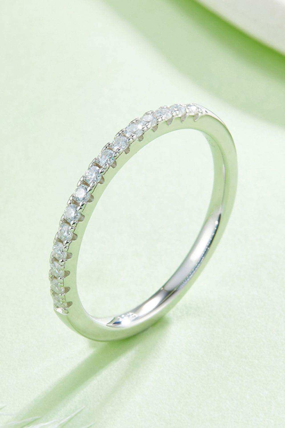 Moissanite Platinum-Plated Half-Eternity Ring - Trendsi - Flyclothing LLC