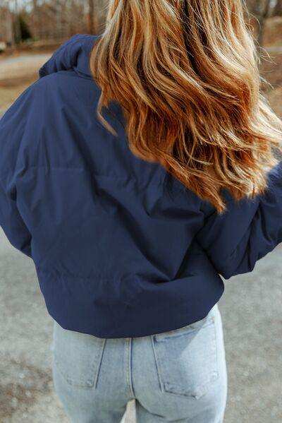 Zip Up Collared Neck Coat with Pockets - Trendsi - Flyclothing LLC