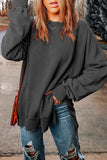Dropped Shoulder Round Neck Long Sleeve Blouse - Trendsi - Flyclothing LLC