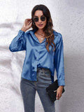 Button Up Collared Neck Long Sleeve Shirt - Trendsi - Flyclothing LLC