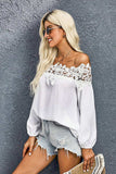 Lace Trim Textured Off-Shoulder Blouse - Trendsi - Flyclothing LLC