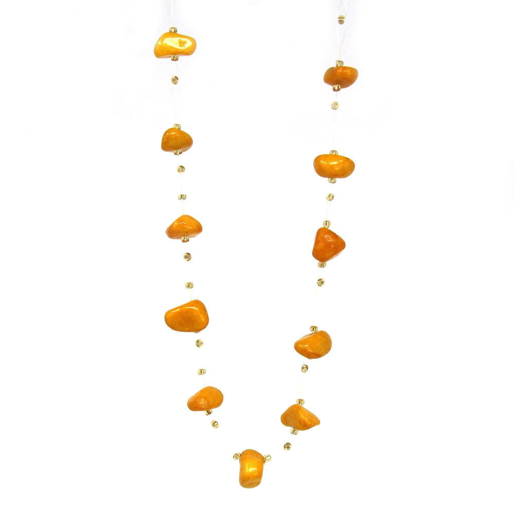 Floating Stone & Maasai Bead Necklace, Pumpkin Spice - Jedando - Flyclothing LLC