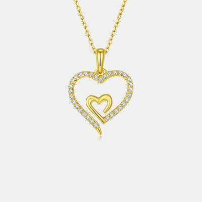 Moissanite 925 Sterling Silver Heart Pendant Necklace - Trendsi - Flyclothing LLC