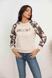 Camouflage Raglan Sleeve Sweatshirt - Trendsi - Flyclothing LLC