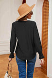 Contrast Flounce Sleeve Blouse - Trendsi - Flyclothing LLC