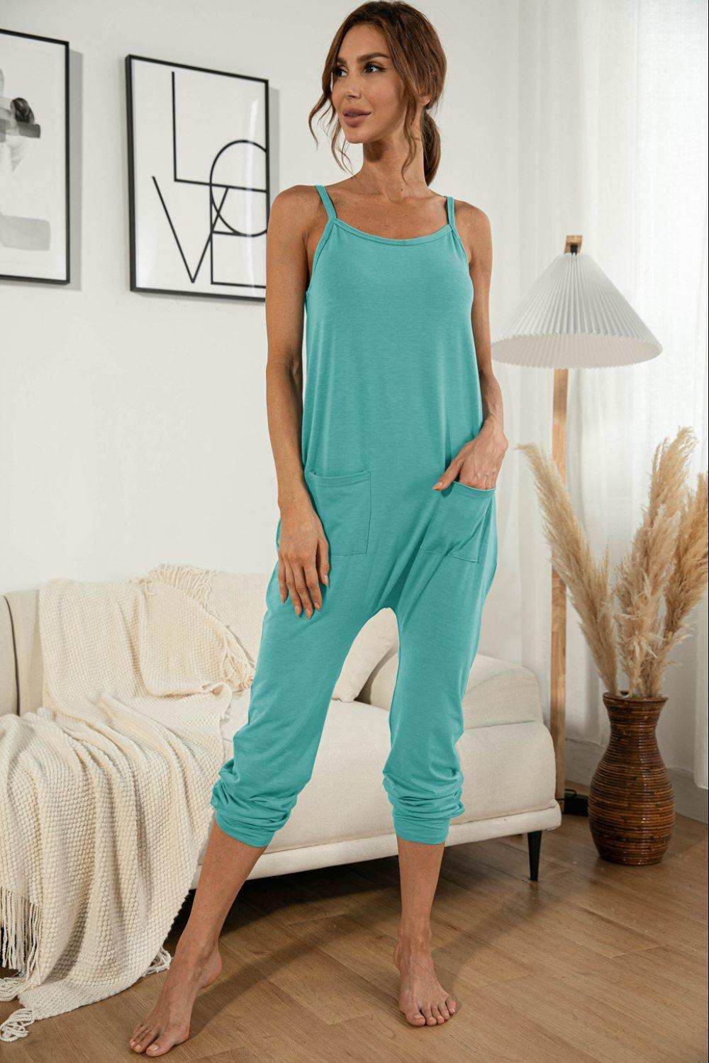 Spaghetti Strap Pocket Jumpsuit - Trendsi - Flyclothing LLC