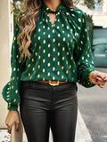 Mock Neck Cutout Lantern Sleeve Blouse - Trendsi - Flyclothing LLC