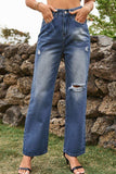Distressed Buttoned Loose Fit Jeans - Trendsi - Flyclothing LLC