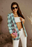 Plaid Open Front Blazer - Trendsi - Flyclothing LLC