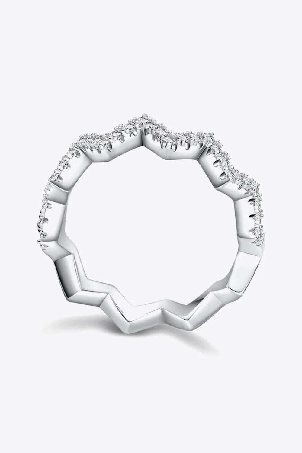 Moissanite Wavy Band Ring - Trendsi - Flyclothing LLC