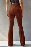 Ribbed High Waist Flare Pants - Trendsi - Flyclothing LLC