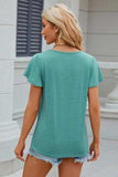 V-Neck Flutter Sleeve T-Shirt - Trendsi - Flyclothing LLC