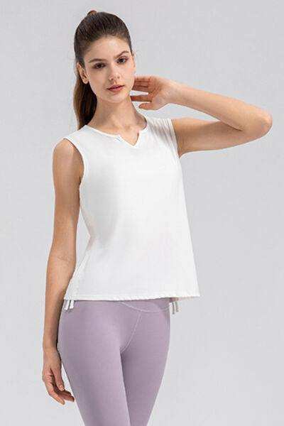 Notched Wide Strap Active Tank - Trendsi - Flyclothing LLC