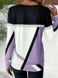 Contrast Round Neck Long Sleeve T-Shirt - Trendsi - Flyclothing LLC