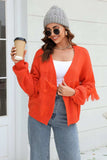Fringe Trim Open Front Cardigan - Trendsi - Flyclothing LLC