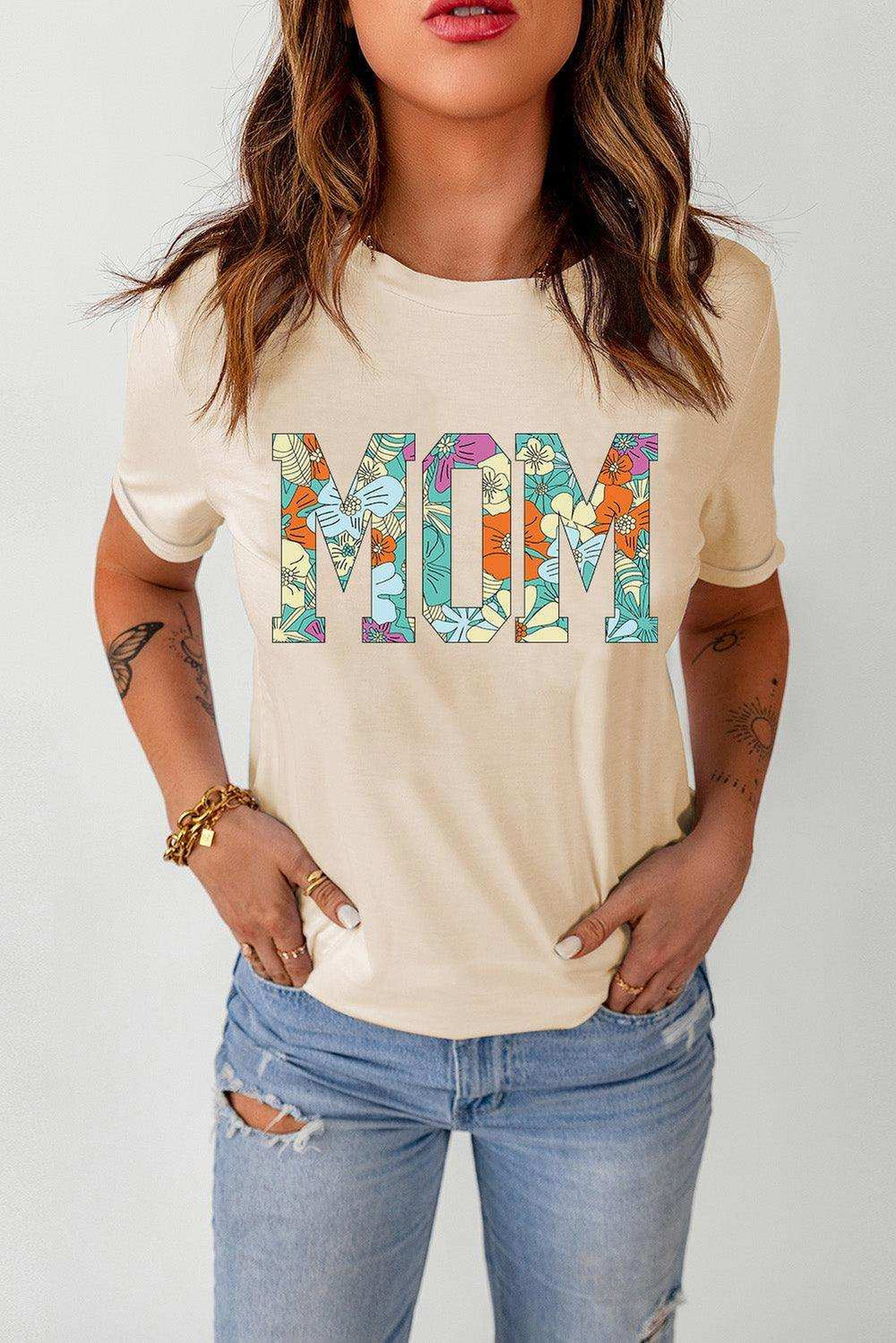 MOM Floral Graphic T-Shirt - Trendsi - Flyclothing LLC