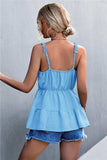 Frill Trim Sleeveless Plunge Top - Trendsi - Flyclothing LLC