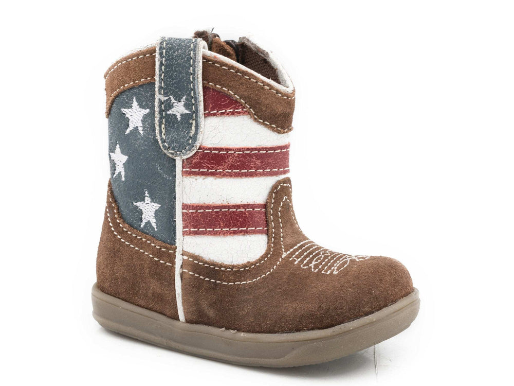 Roper Infant Boys Brown Leather Vamp Boot With Flag Shaft - Roper - Flyclothing LLC
