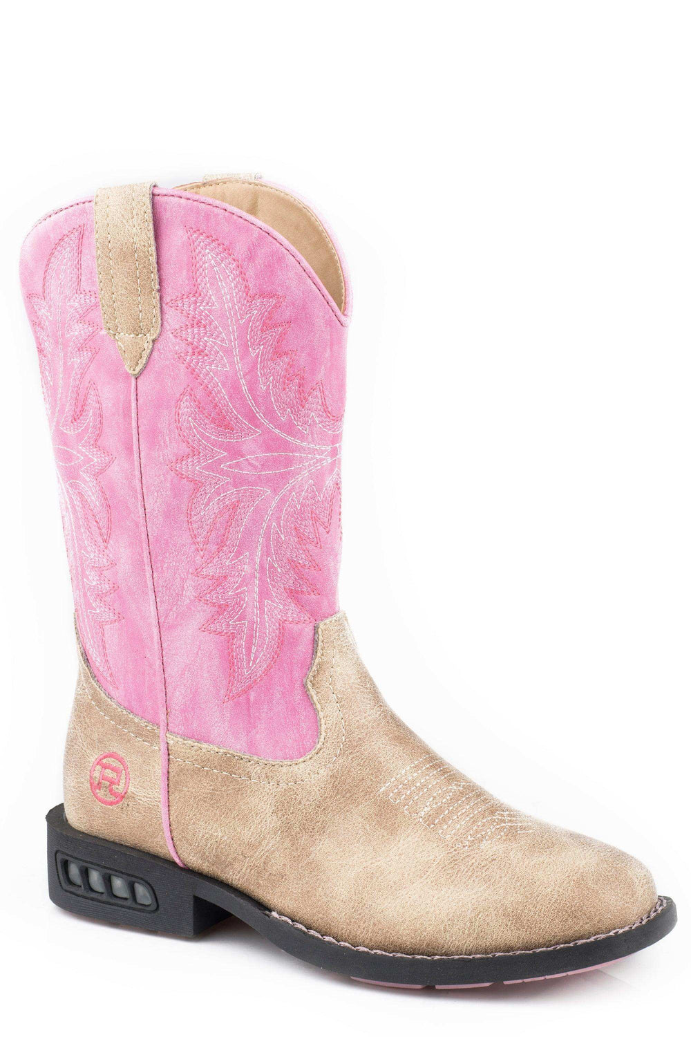 Roper Toddler Girls Light Up Boots Boot With Tan Vamp Pink Shaft - Roper - Flyclothing LLC