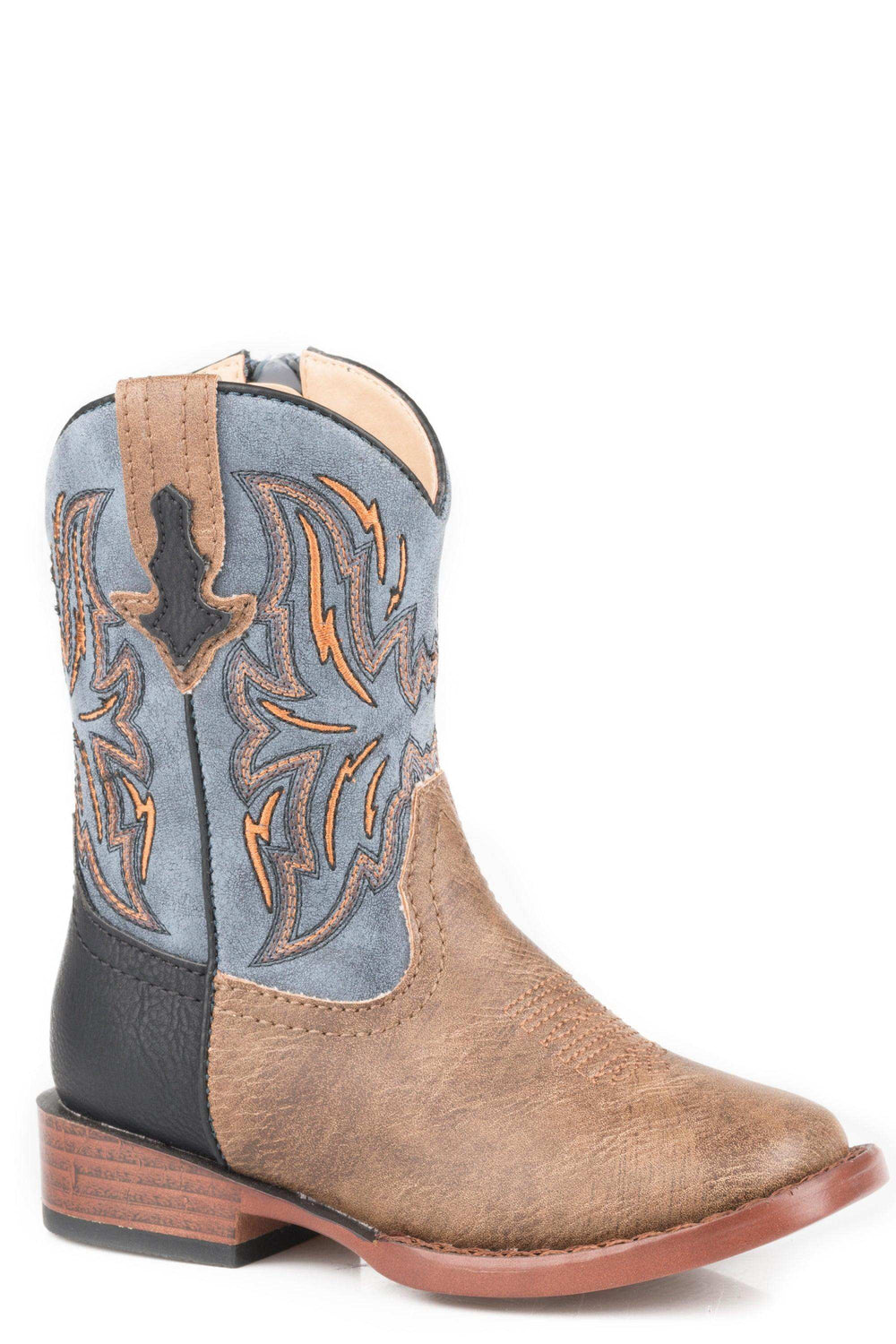 Roper Toddler Boys Tan Vamp With Black Heel Counter Boot Vintage Blue Shaft - Roper - Flyclothing LLC