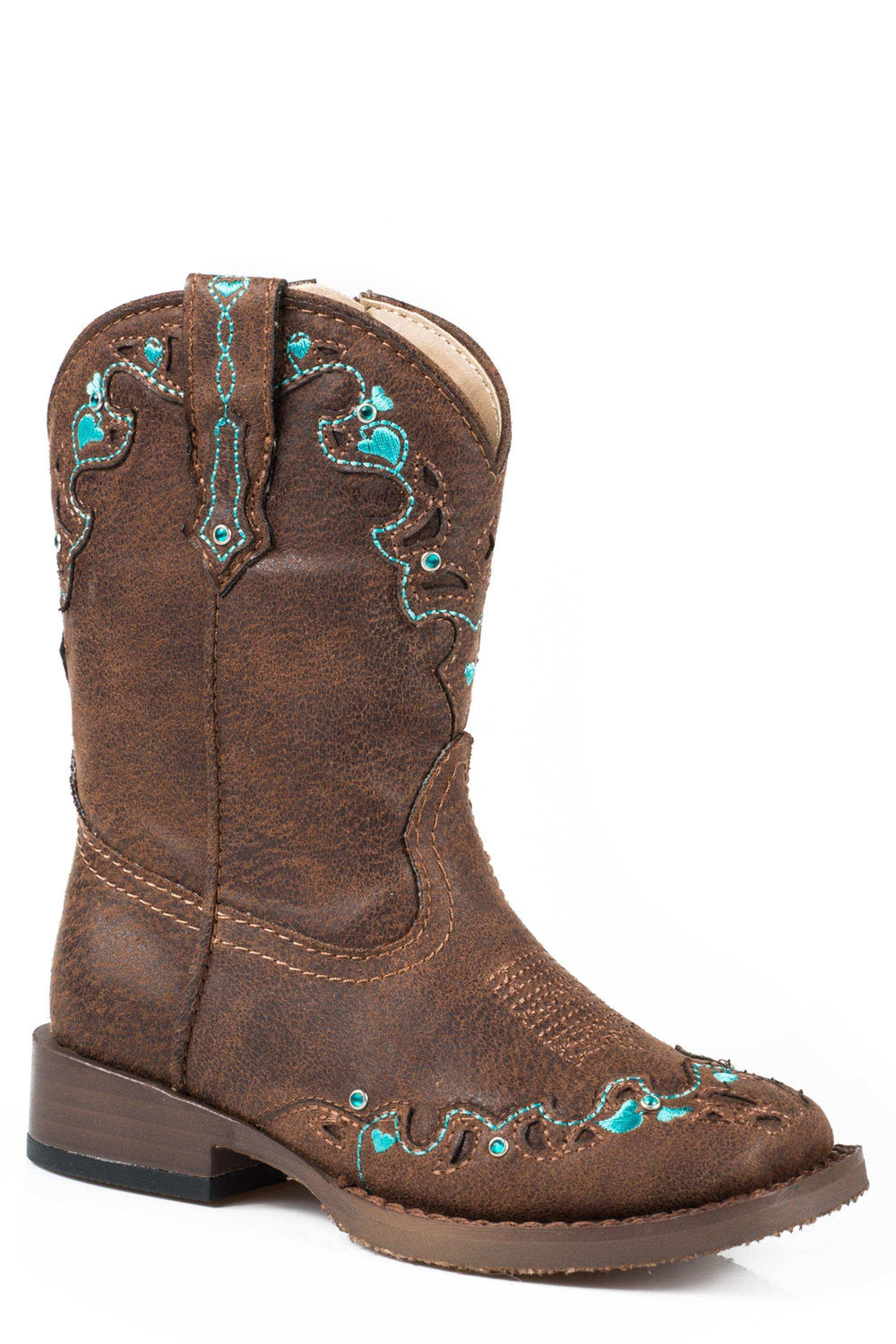 Roper Girls Toddler Brown Vintage With Turquoise Emboidery And Crystals - Roper - Flyclothing LLC
