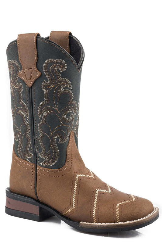 Roper Little Boys Brown Leather Vamp With Black Shaft - Roper - Flyclothing LLC