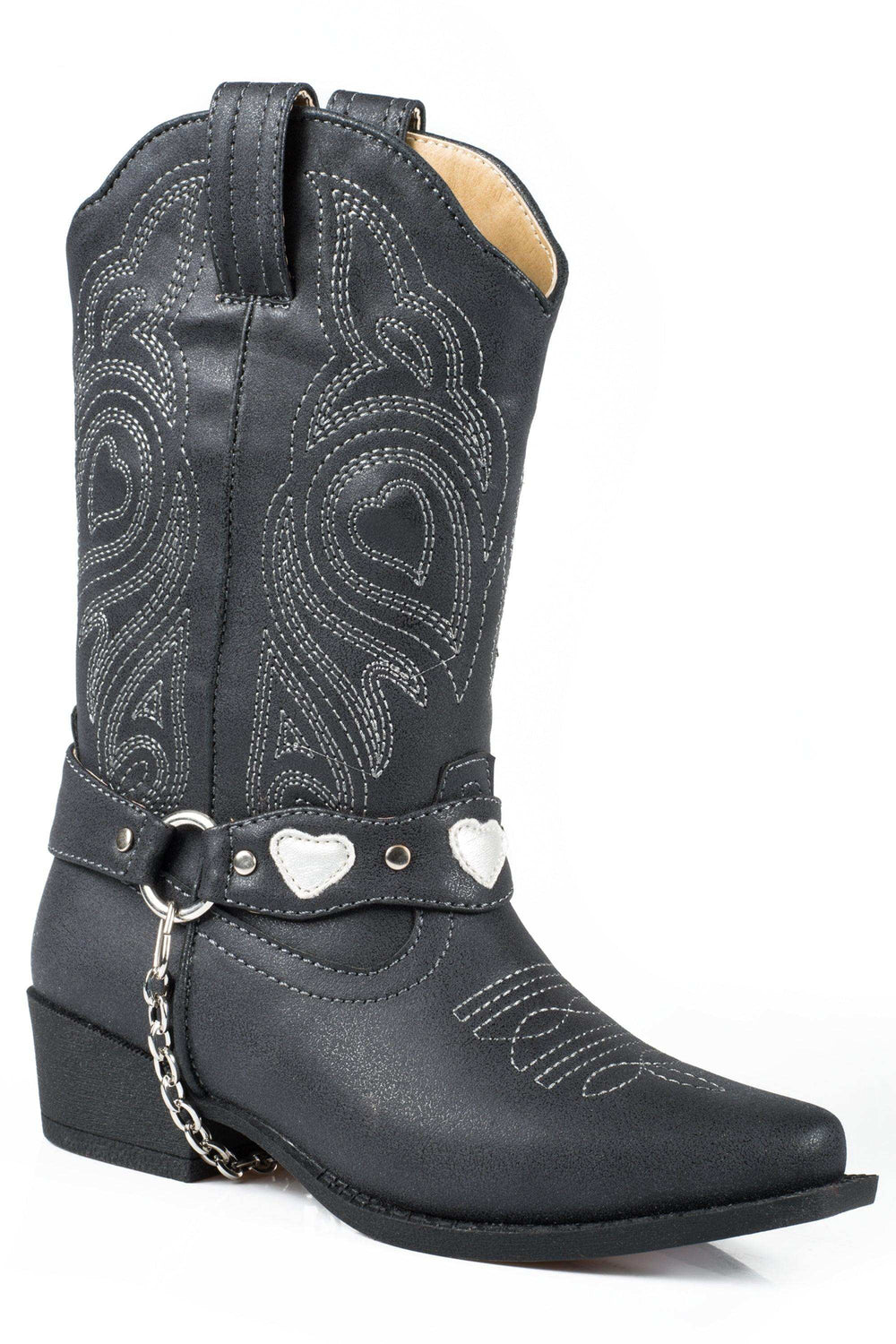 Roper Little Girls Black Faux Leather Harness Boot - Roper - Flyclothing LLC