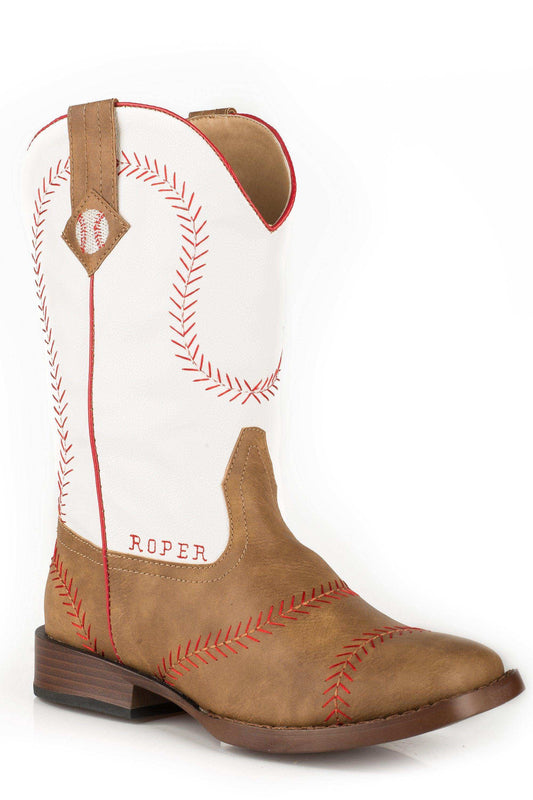 ROPER LITTLE ROPER BOYS TAN AND WITH BASEBALL EMBROIDERY - Roper - Flyclothing LLC