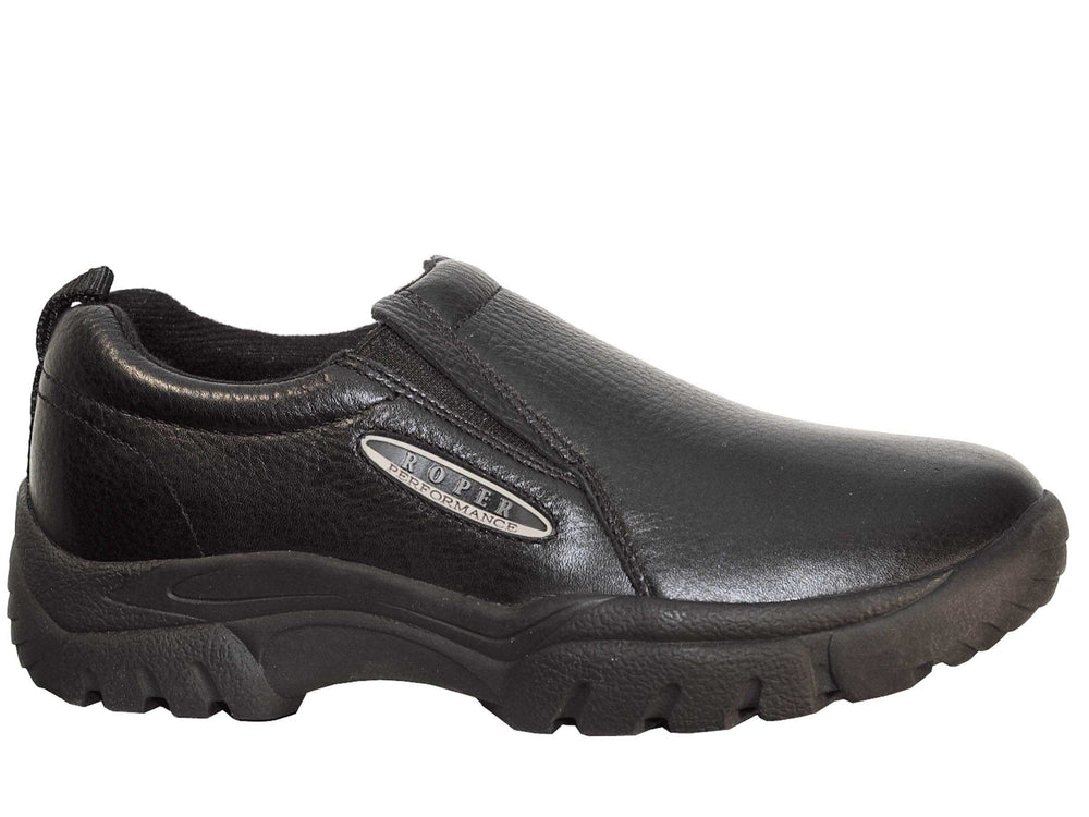 Roper Mens Performance Slip On Smooth Black Tumbled Leather - Roper - Flyclothing LLC