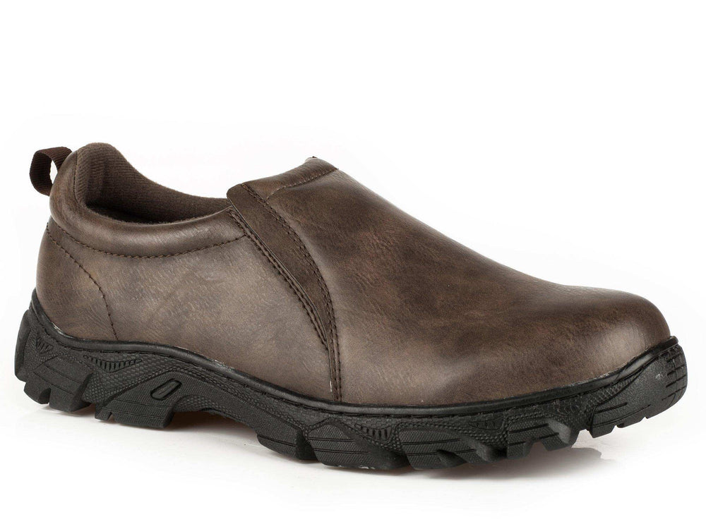 Roper Mens Performance Slip On Brown Tumbled Faux Leather - Roper - Flyclothing LLC