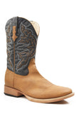 Roper Mens Cowboy Boot Faux Leather Tan Tumbled Vamp With Navy Stitched Upper - Roper - Flyclothing LLC