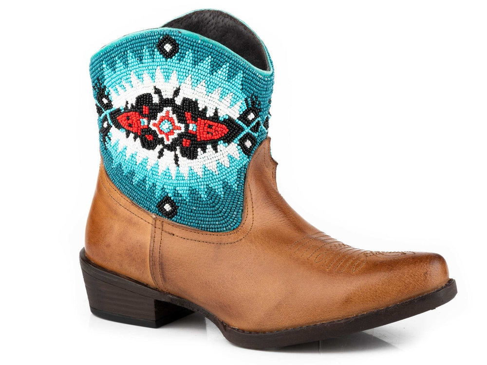 Roper Womens Tan Vamp With Aztec Beaded Shaft - Roper - Flyclothing LLC