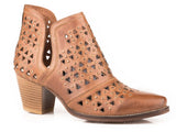 Roper Womens Tan Burnished Leather Ankle Boot - Roper - Flyclothing LLC