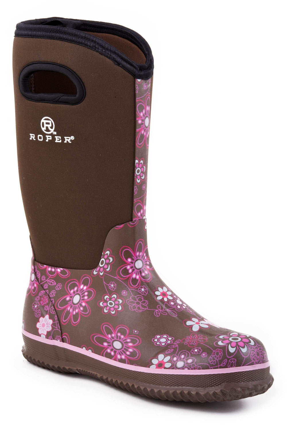 Roper Womens Barn Boot Floral Print With Brown Neoprene Upper - Roper - Flyclothing LLC