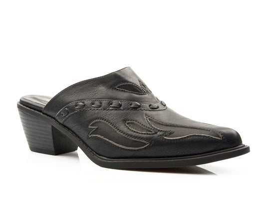 ROPER WOMENS FASHION MULE BLACK FAUX LEATHER WITH UNDERLAY - Roper - Flyclothing LLC