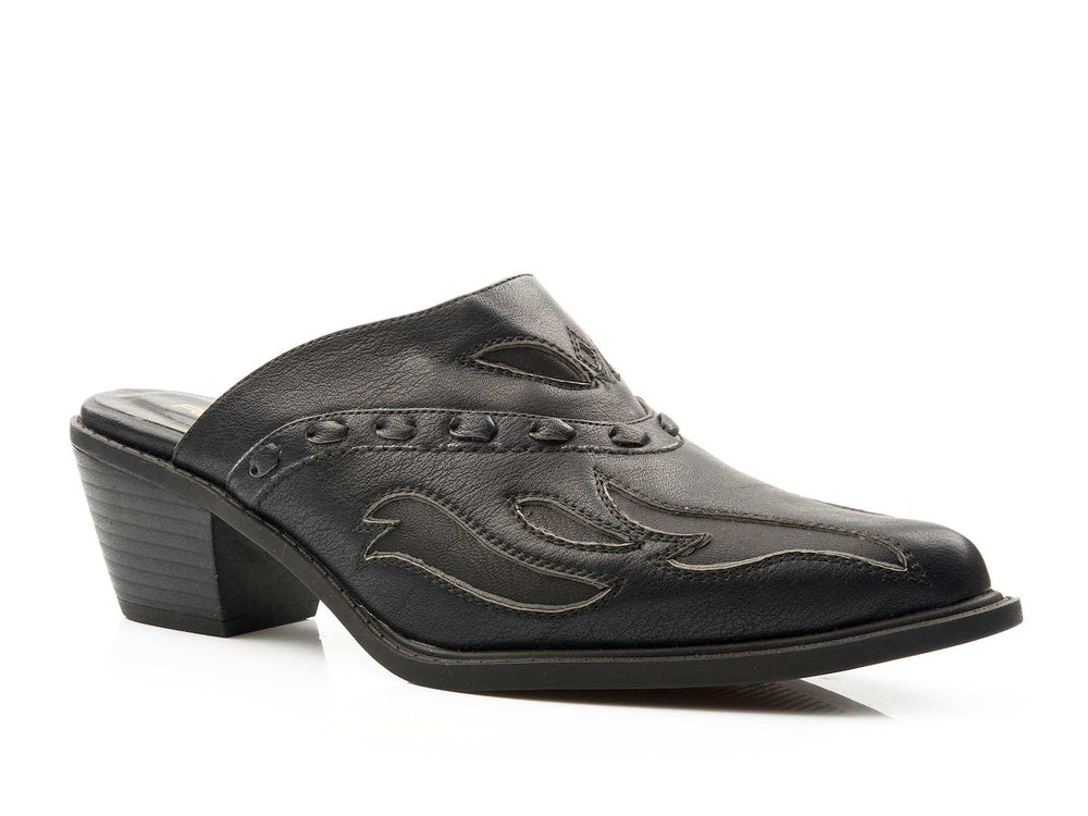 ROPER WOMENS FASHION MULE BLACK FAUX LEATHER WITH UNDERLAY - Roper - Flyclothing LLC