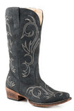 Roper Womens Fashion Cowboy Boot Black Faux Leather And All Over Embroidery - Roper - Flyclothing LLC