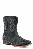 Roper Womens Fashion Shorty Boot Black Faux Leather And Eagle Overlay - Roper - Flyclothing LLC