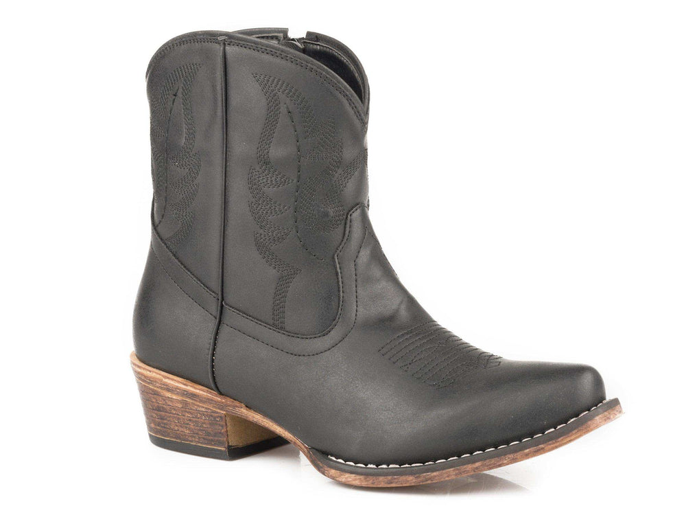 Roper Womens Black Smooth Faux Leather Shorty Boot - Roper - Flyclothing LLC